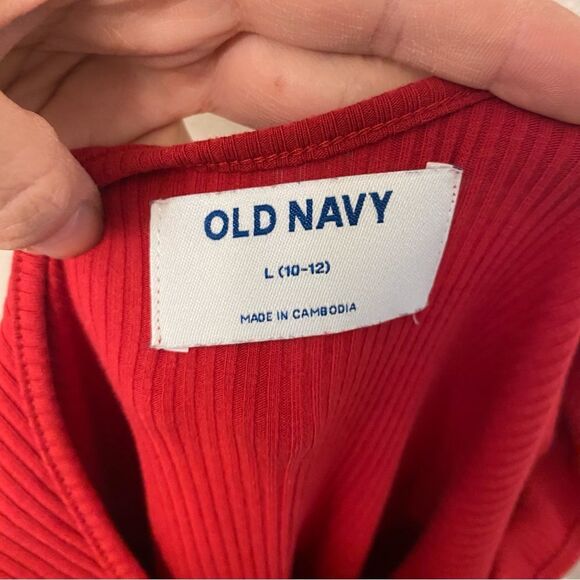 Old Navy red long sleeve fall winter Ribbed Knit Fit Flare Dress L 10/12 - Picture 4 of 8